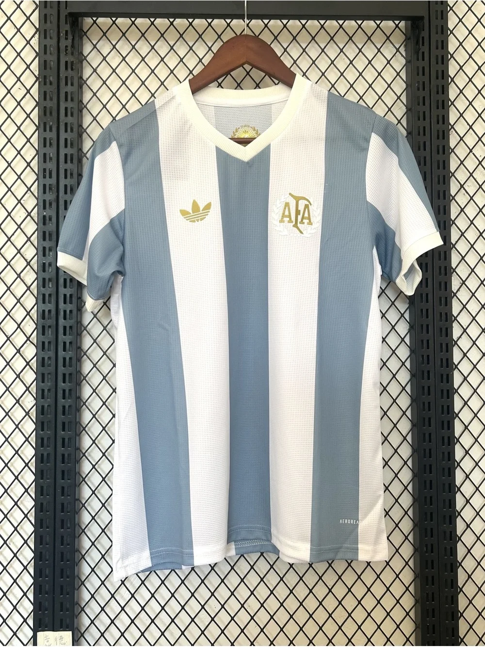 adidas AFA Striped Men's Jersey - Light Blue & White